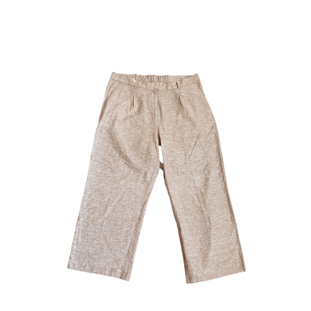 Old Navy Womens XL Linen Blend Wide Leg Pants Oatmeal Beige High Rise